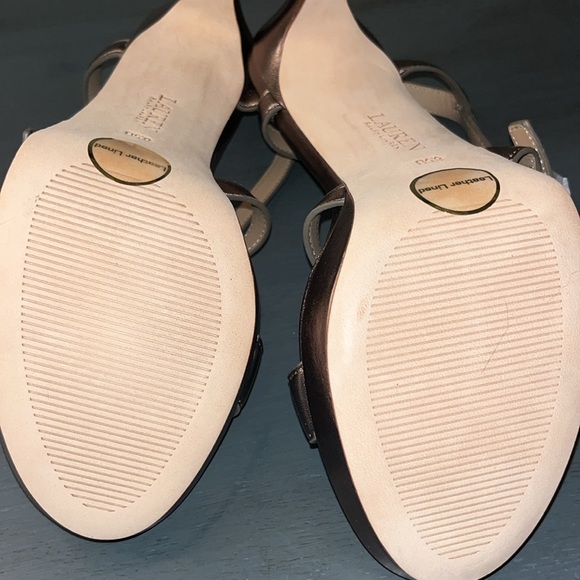 LAUREN RALPH LAUREN Kerri Metallic Twilight Nappa Leather Platform Heel NWOB 8.5 - Picture 13 of 13